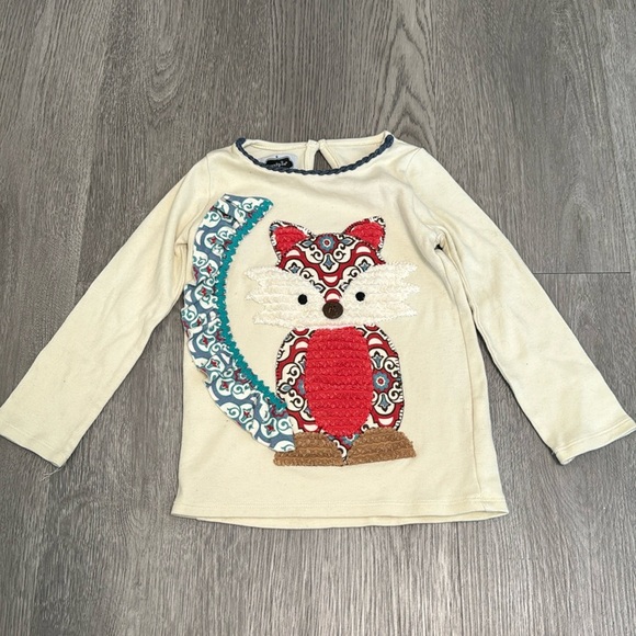 Girl's Fox Mixed Media Fall Mud Pie Long Sleeve Casual TShirt Size 5T - Picture 1 of 5